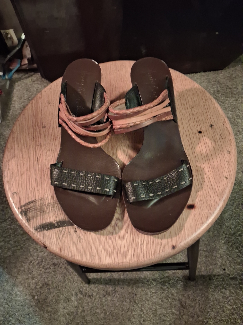 Women's Braided Strap Heeled Sandals in Black and Tan - Picture 6 of 10